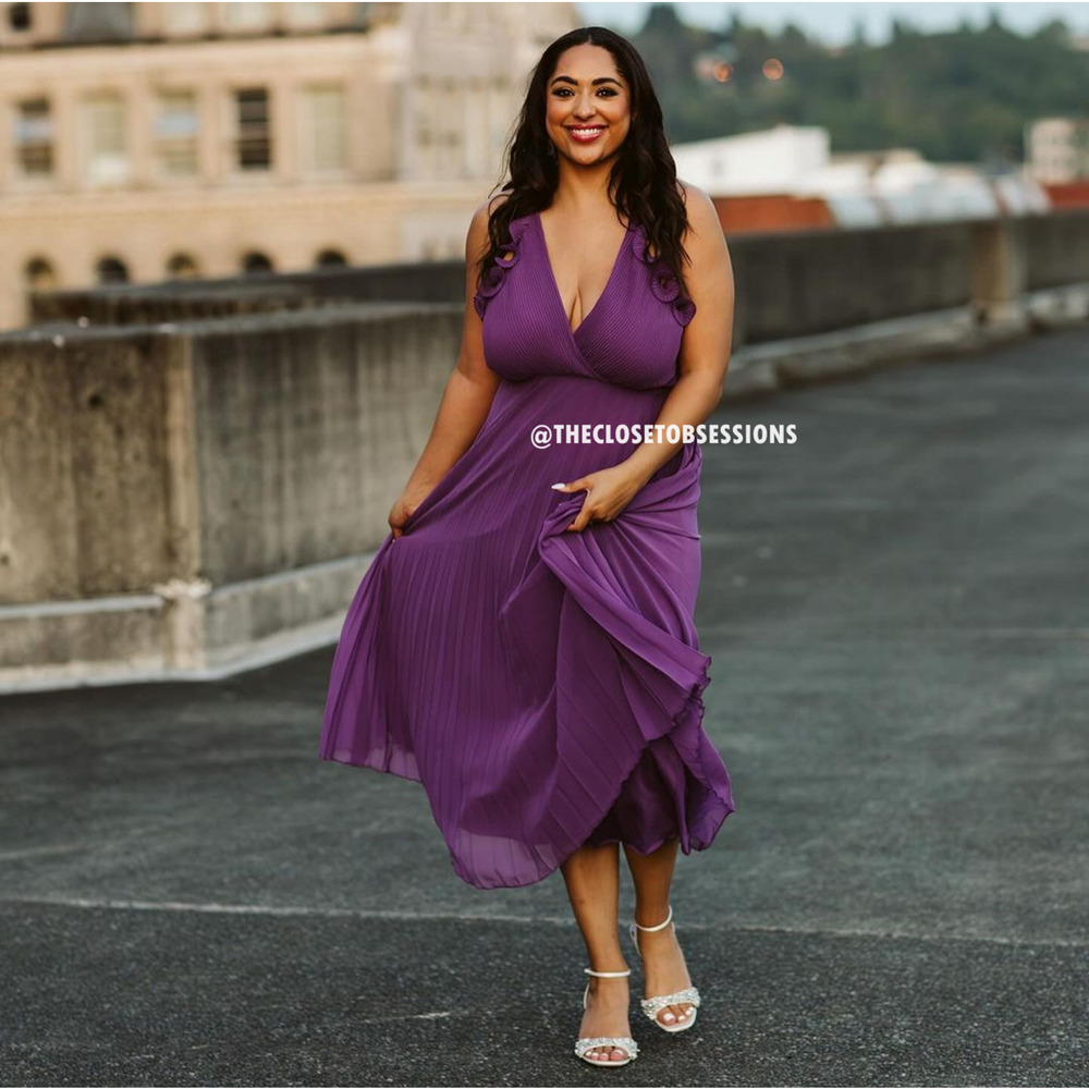 ZARA Purple Pleated Midi Dress NWT Wedding Guest Garden Party M - Picture 14 of 16